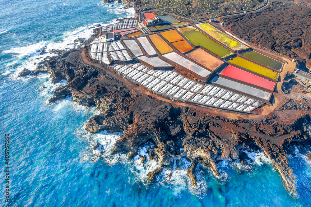 Landscape with Salinas de Fuencaliente, Canary island, Spain