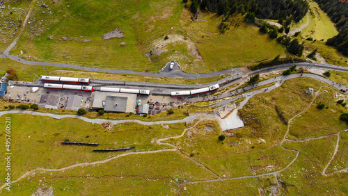 Famous cog railway on the mountain Schynige Platte in Switzerland - a popular tourist attraction photo