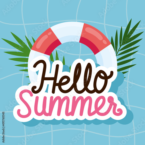 hello summer season lettering
