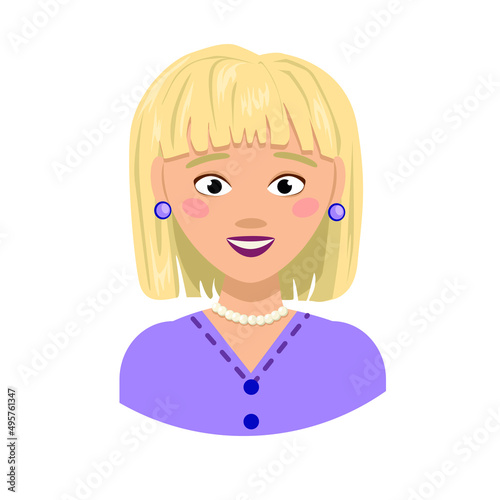 people avatar. young blonde woman. icon. Vector illustration in flat style