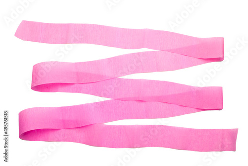 pink paper confetti tape isolated on white background