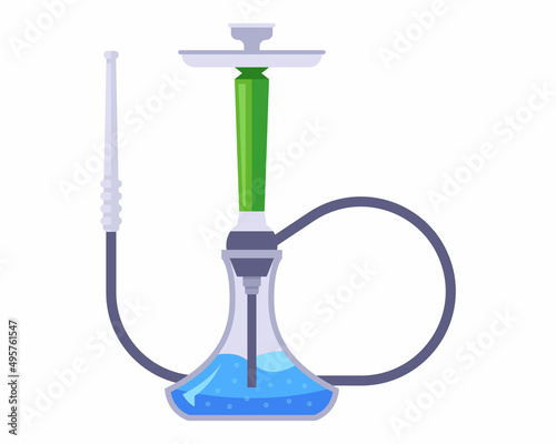 Turkish hookah for relaxing in a nightclub. flat vector illustration.