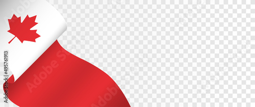 Canadian flag on a transparent background. Template with free space for design or text.