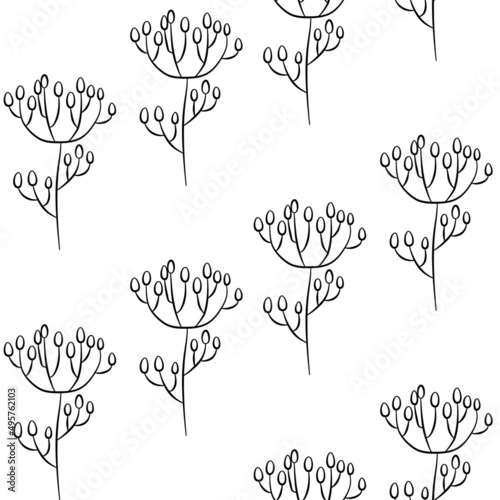 Vector seamless half-drop pattern, with bud