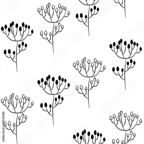 Vector seamless half-drop pattern, with bud