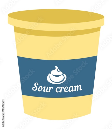 Sour cream, dairy product for cooking in package