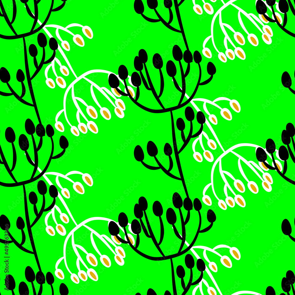 Vector seamless half-drop pattern, with bud Vector seamless half-drop pattern, with bud
