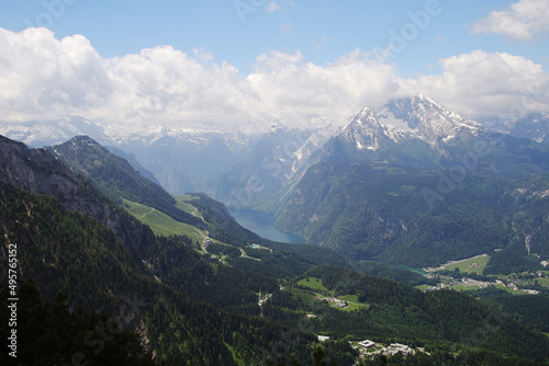 Panorama opening from Kehlstain mountain, the Bavarian Alps, Germany