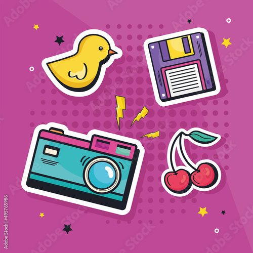 nineties style four stickers