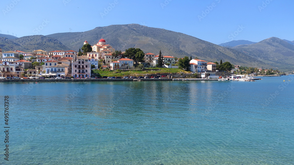 Traditional and picturesque village of Galaxidi famous for marine history and neoclassic architecture, Greece