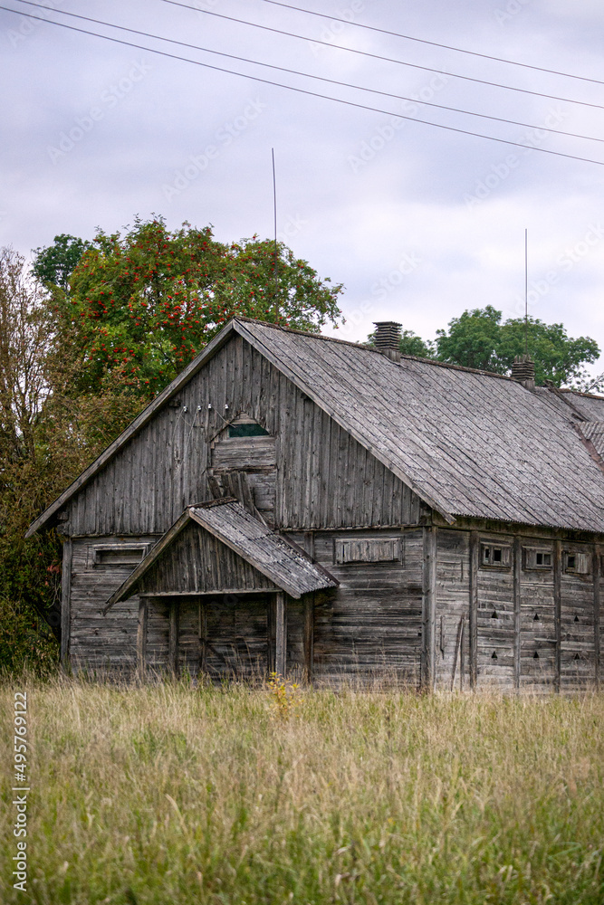 Old wooden barn building in the countryside.