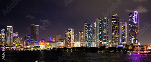 Colorful Miami and Bayside by night - travel photography © 4kclips