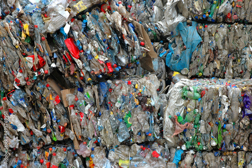 Garbage plastic bottles prepared for recycling