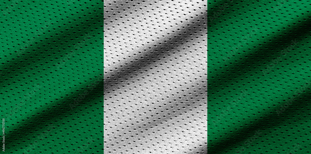 Nigeria flag on texture sports. Horizontal sport theme poster, greeting cards, headers, website and app. Background for patriotic and national design