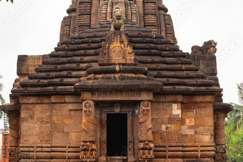 Beautiful shot of the Rajarani Temple under the cloudy skies in India photo