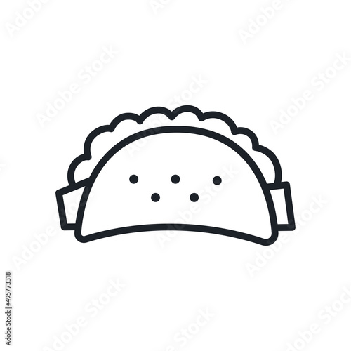 Taco icon. Fast food isolated line icons