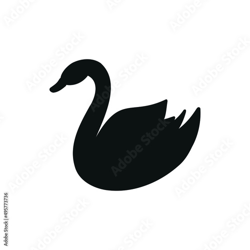 Fototapeta Naklejka Na Ścianę i Meble -  Silhouette of a swan in cartoon style on a white background.