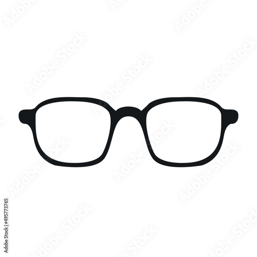 Eye glasses vector icon. Illustration flat style, silhouette isolated on white.