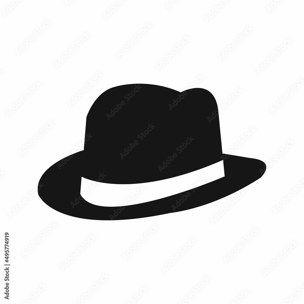 Fedora Hat icon, gentleman's hat isolated on white. Vector Fedora Hat icon, gentleman's hat isolated on white. Vector