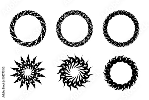 Abstract round thai line art pattern vector illustration