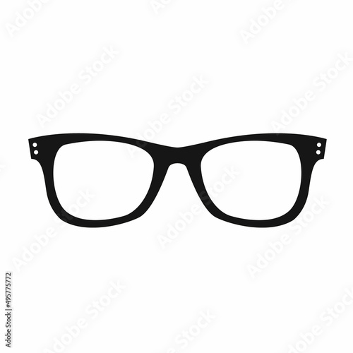 Retro glasses icon isolated on white background. Retro black rimmed glasses. Women's and men's accessory.