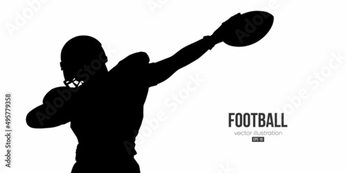 Abstract silhouette of a NFL american football player man in action isolated white background. Vector illustration