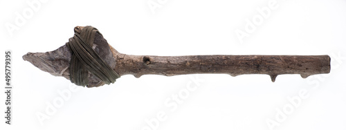 Εκτύπωση καμβά primitive ancient club with stone isolated on white background