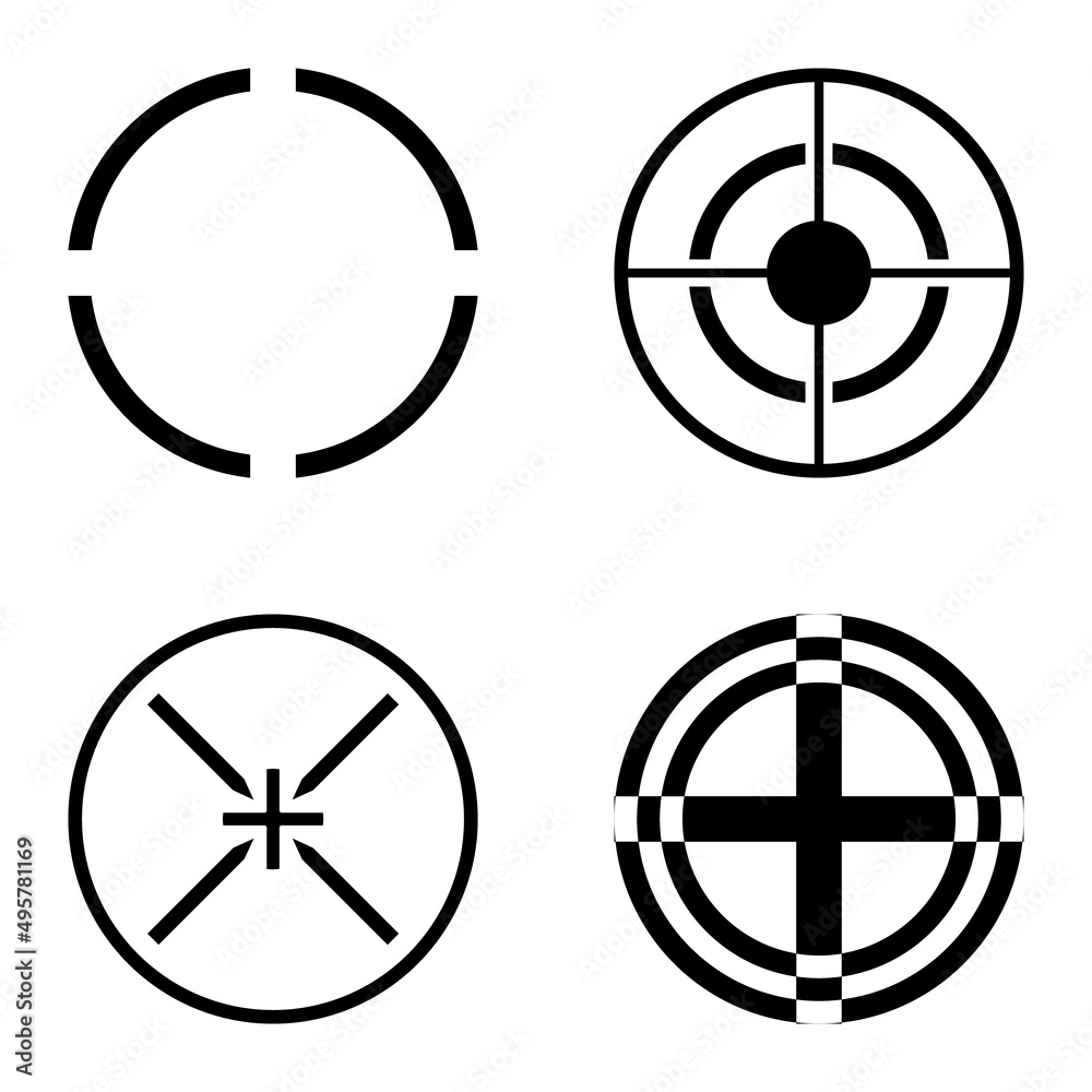 Crosshairs2 Flat Icon Set Isolated On White Background Crosshairs2 Flat Icon Set Isolated On White Background
