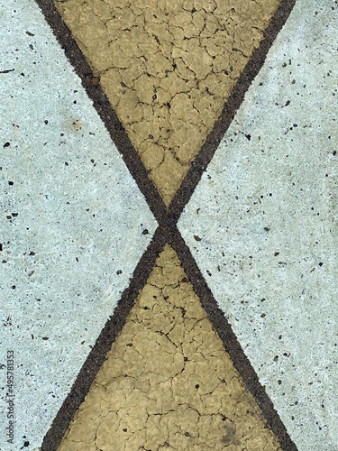 texture with sidewalk, drawing road asphalt race old cracked geometry diamonds triangles art