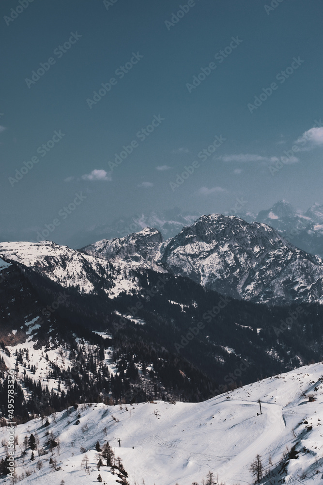 snow covered mountains