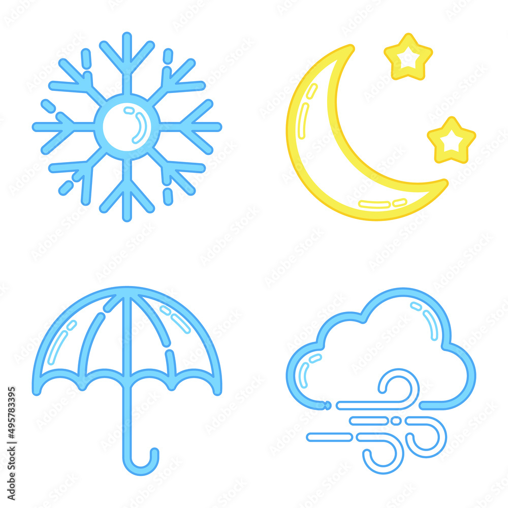 Weather_color Flat Icon Set Isolated On White Background Weather_color Flat Icon Set Isolated On White Background