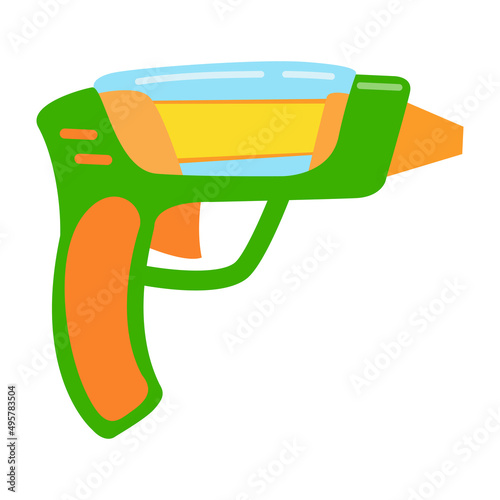 Futuristic weapon blaster. Laser weapon.Child pistol.Isolated on white background.Vector flat illustration.