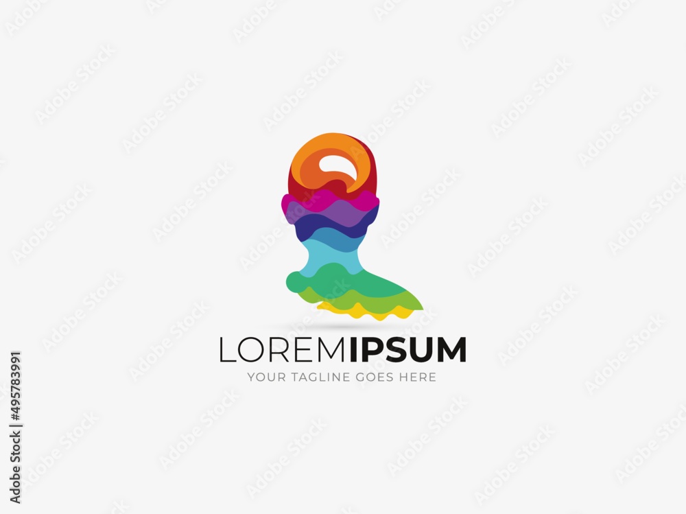 Fototapeta premium Brain creative mind learning icons logos symbols