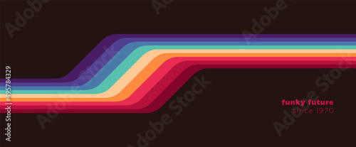 Simple pattern design in retro style with colorful lines. Vector illustration.