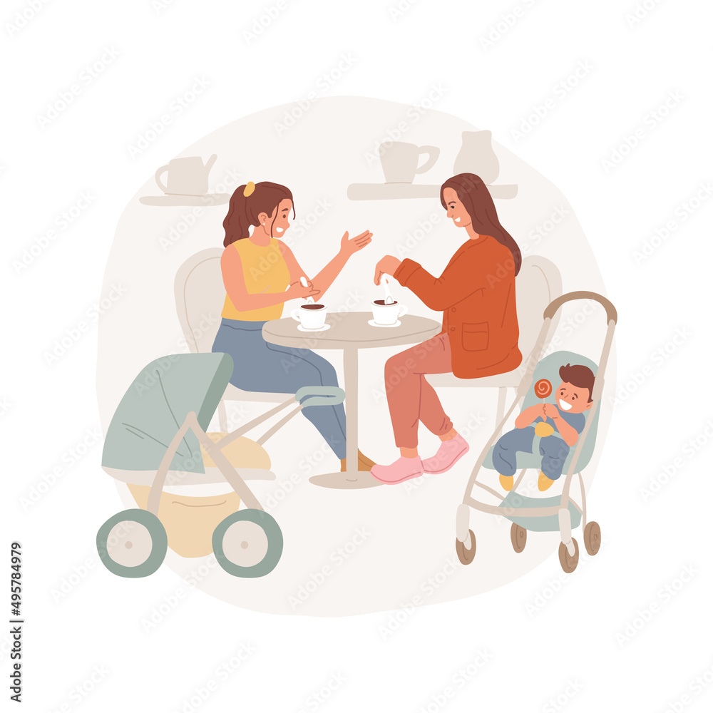 Online family party isolated cartoon vector illustration. Remote communication, online family meeting, people sitting with tablet, celebration, digital party, staying home vector cartoon.