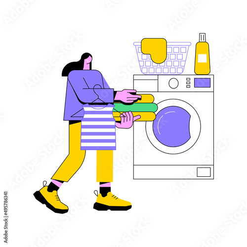 Laundry and dry cleaning abstract concept vector illustration. laundry facilities industry, cleaning and restoration services, pickup and delivery service, small niche business abstract metaphor.