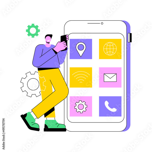 Native mobile app abstract concept vector illustration. Smartphone application, programming language, operating system, online store, marketplace, web browser, software abstract metaphor.