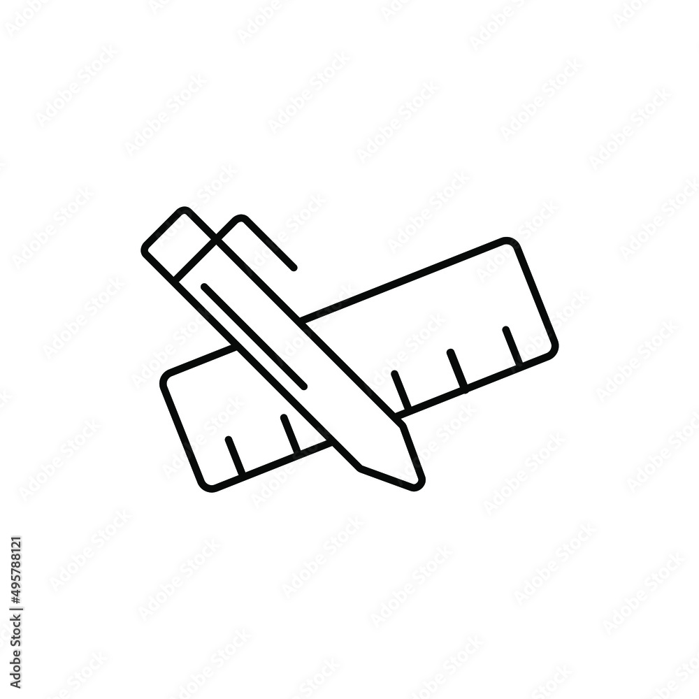 Pencil and ruler icons symbol vector elements for infographic web Pencil and ruler icons symbol vector elements for infographic web