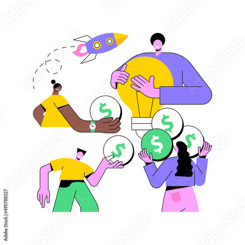 Crowdfunding abstract concept vector illustration. Crowdsourcing project, alternative financing, raise money in internet, fundraising platform, collect donations, business venture abstract metaphor.