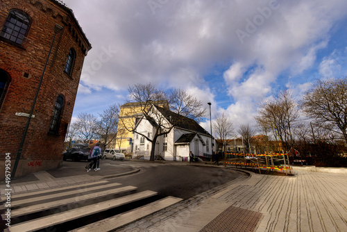 Photography old abandoned building,  old street in the old town, Kampen, Oslo, Norway