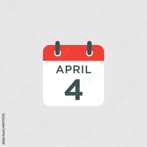 calendar - April 4 icon illustration isolated vector sign symbol