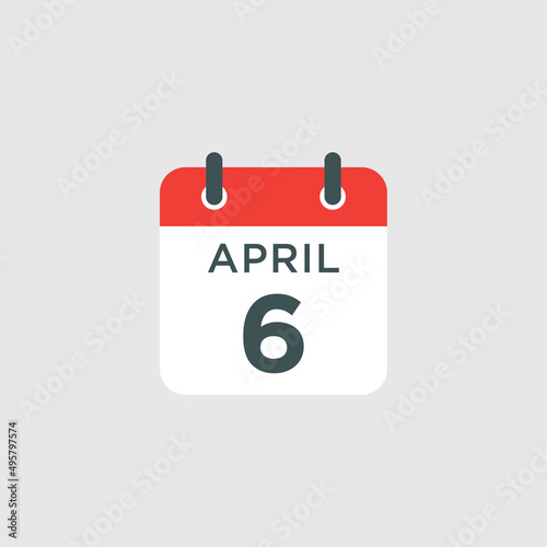 calendar - April 6 icon illustration isolated vector sign symbol