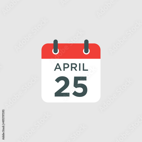 calendar - April 25 icon illustration isolated vector sign symbol