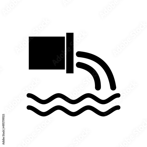 Pipe and waste water icon isolated on a white background, chemical water pollution