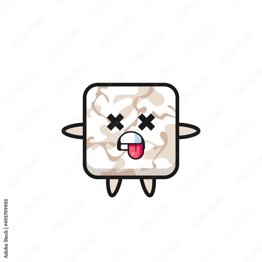 character of the cute ceramic tile with dead pose character of the cute ceramic tile with dead pose