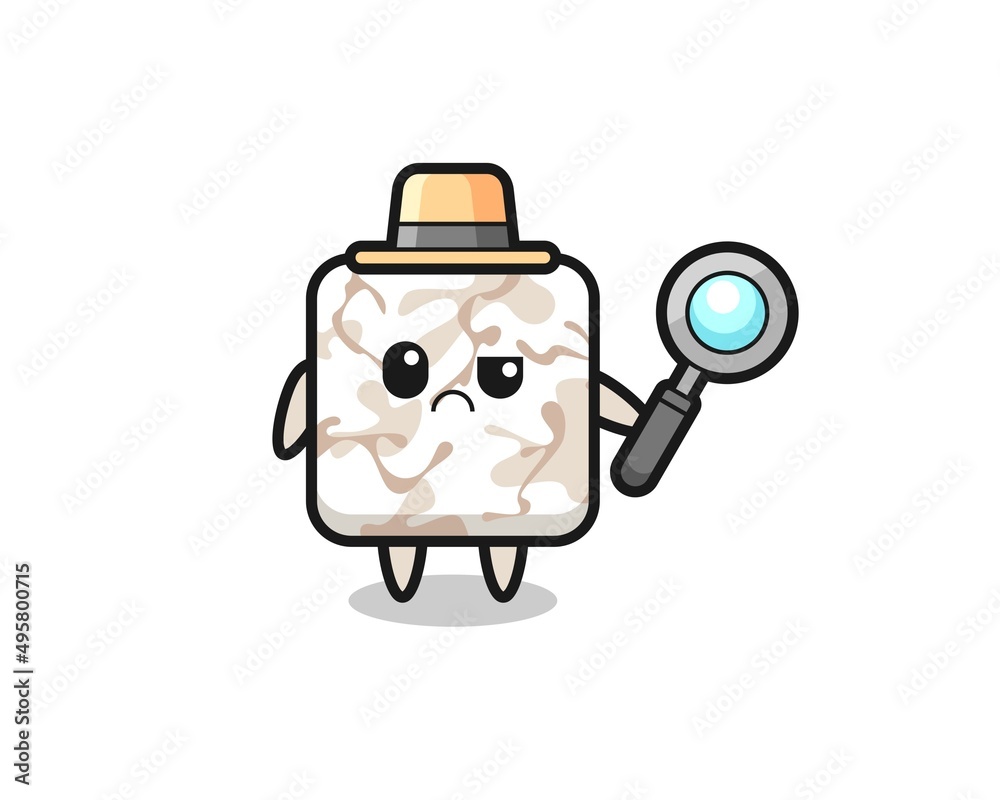 the mascot of cute ceramic tile as a detective