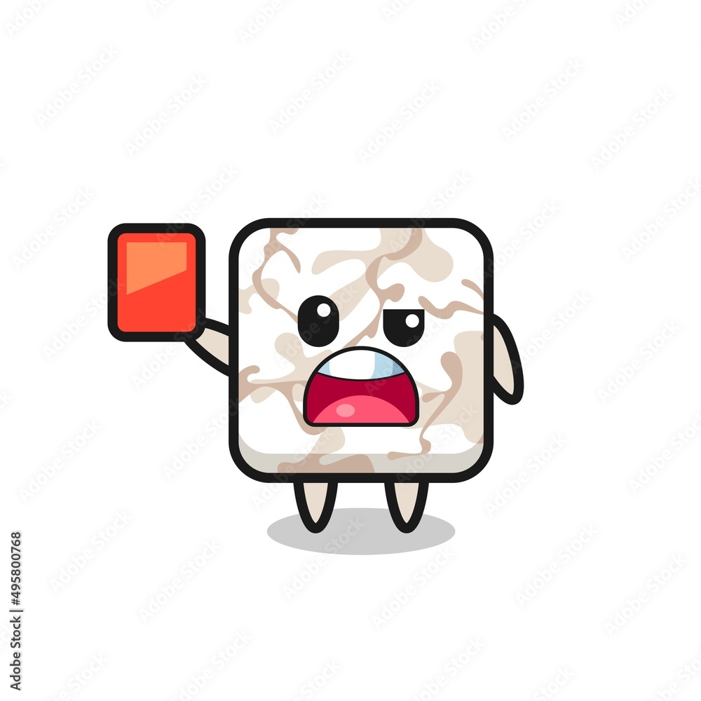 ceramic tile cute mascot as referee giving a red card ceramic tile cute mascot as referee giving a red card