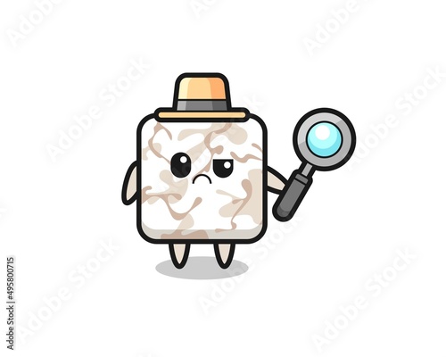 the mascot of cute ceramic tile as a detective