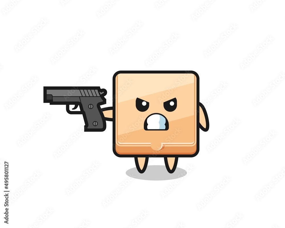 the cute pizza box character shoot with a gun the cute pizza box character shoot with a gun