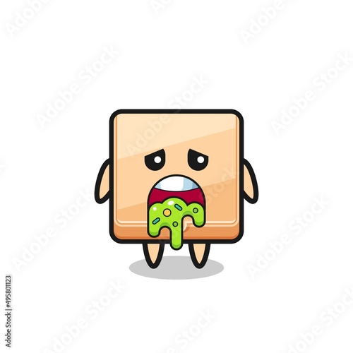 the cute pizza box character with puke